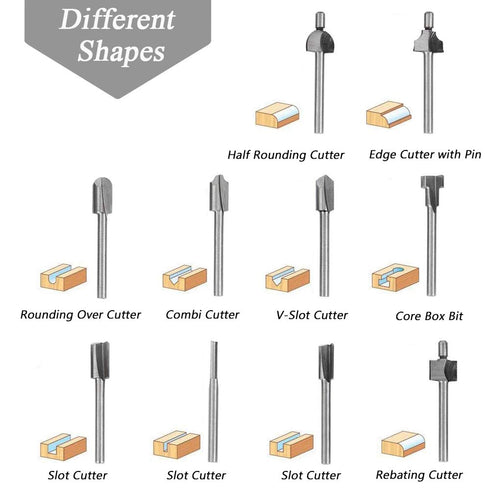 Mesee 10Pcs HSS Router Bits 1/8"(3mm) Shank Carbide Engraving Bit Set Fit Rotary Tool Tools for DIY Woodworking Edge Grooving Carving Milling Trim...