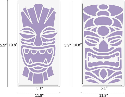 Tiki Tribe Stencils, 16 Pcs Tiki Totems Face with Open Mouth Stencils Reusable Template A4 Size for Painting on Wood Fabric Canvas Wall DIY Art Pr...