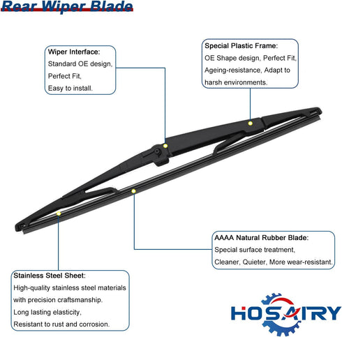 Rear Wiper Arm Blade Set for Jeep Commander SUV 2006-2010 Rear Windshield Wiper Arm Blade Assembly 5174877AA...