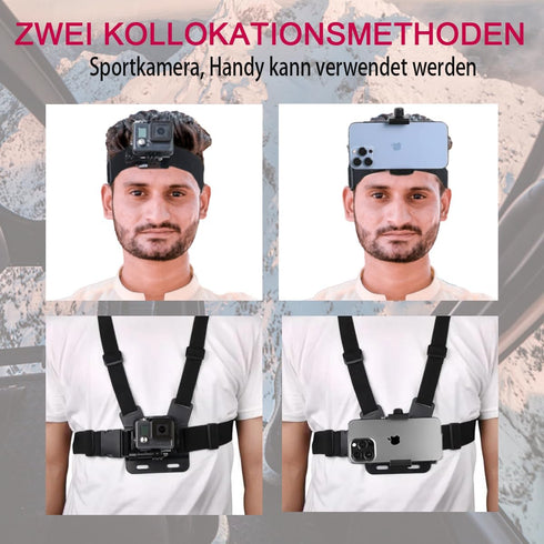 Phone Chest Mount Harness & Head Strap for All iPhones - Hands Free for POV/VLOG - Anti-slip & Water-resistant Accessories Kit for Immersive Filmi...