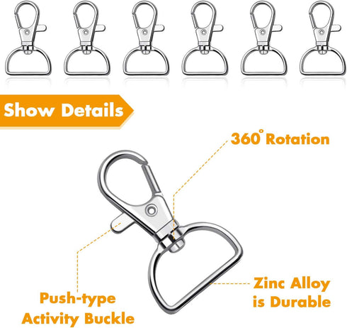 PAXCOO Purse Hardware, 50pcs Swivel Hook with D Rings for Purses, Keychain, Lanyard and Handbags (3/4 Inches)...