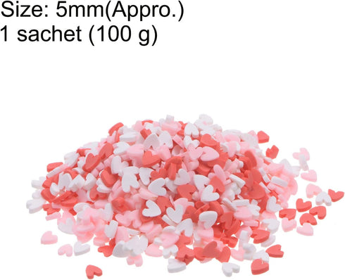 Heart Slices Polymer Slices, 5mm Soft Clay Slices 100g Resin Slices Supplies for Art DIY Crafts Phone Case Projects Decoration, Light Red, Pink, W...
