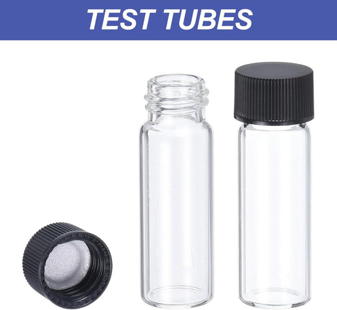 PATIKIL 4ml Clear Glass Vials, 12 Pack Sample Vials with Screw Cap Reagent Media Bottle with Labels Leak-Proof Liquid Sample Glass Vial for Lab La...