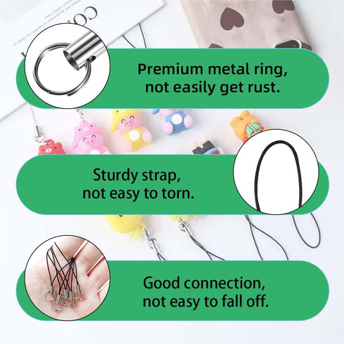 100 Pieces Lanyard Phone Ring Strap for Cellphone Mobile Lariat Lanyard Cell Phone Split Ring Strap Charm Cords with Silver Tone Split Ring for Mo...