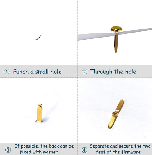 100 Pcs Brass Paper Fasteners, 8x17mm Plated Mini Brads for Scrapbooking Crafts DIY Projects (Gold)...