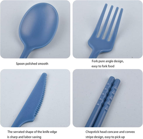 Reusable Utensils Set with Case, Eco-Friendly Bpa Free Plastic Travel Utensils, 1 Sets Plastic Spoons and Forks Set Plastic Cutlery Set for Lunch ...