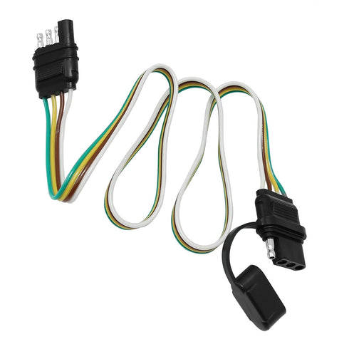 Trailer Light Wiring Harness Kit,4 Wires 4-Way Plug 4 pin Flat Wire Extension Male & Female Connector 32" Inch Long...