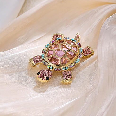 2Pcs Sparkly Rhinestone Turtle Brooch Charming Pink Green Accessory for Everyday Elegance Brooch Pin Accessories...