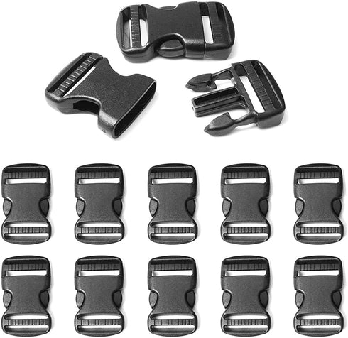 10 Pack Plastic 3/4" Side Release Buckle Dual Adjustable Outdoor Camping Tactical Backpack Belt Strap Webbing Bag Hardware Accessories 3/4" Dual R...