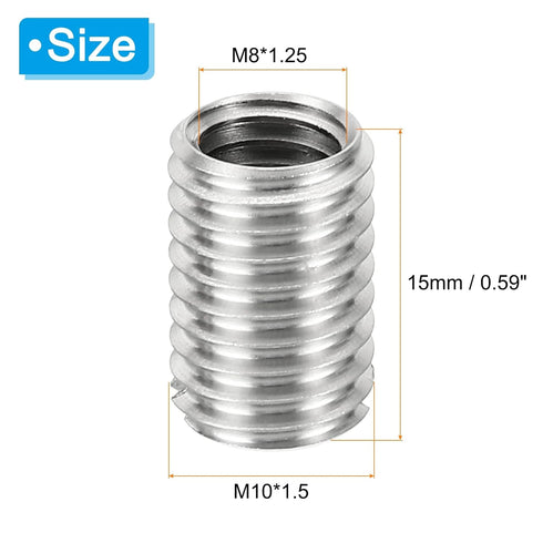 PATIKIL Thread Adapters Sleeve Reducing Nut, 10 Pcs M10*1.5 Male to M8*1.25 Female Repairing Insert Nut Screw Reducer Conversion Stainless Steel F...