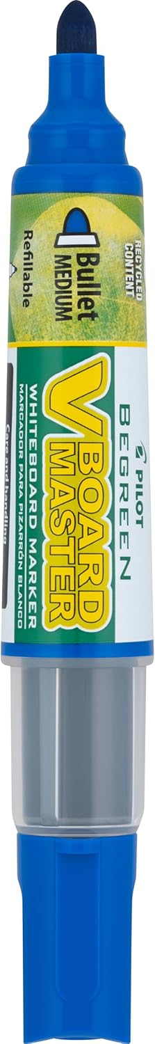 PILOT V Board Master Refillable Dry-Erase Markers, Bullet Tip, Blue Ink, 12 Count...