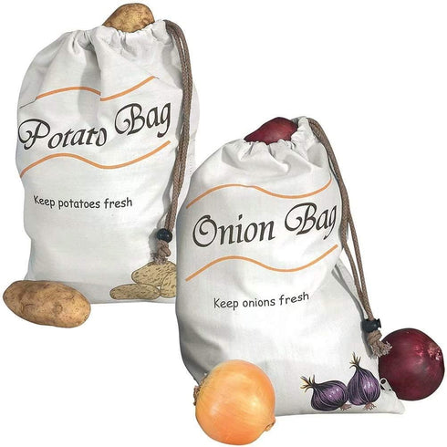 Potato & Onion Sprout-Free Vegetable Storage Bags - White...