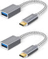 CableCreation 2-Pack USB3.1 USB Female to USB C Adapter 0.5FT/0.15m, USB C to USB A Female Adapter, Braided OTG 5Gbps Data, USB A to C Cable for M...