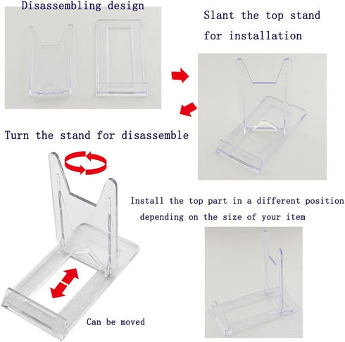 Artliving Two Part Adjustable Clear Acrylic Plastic Display Stand Easel (set of 6)...
