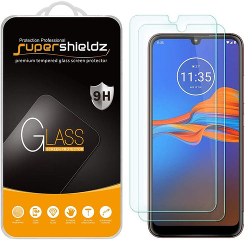 Supershieldz (2 Pack) Designed for Motorola (Moto E6 Plus) Tempered Glass Screen Protector, Anti Scratch, Bubble Free...
