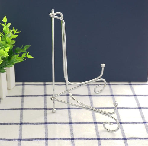 Artliving Metal Plate Stands for Display - 8-Inch Adjustable Easel Holders for Decorative Plates, Picture Frames and Cookbooks - Silver (2-Pack)...