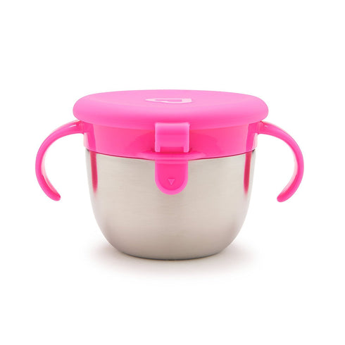 Munchkin® Snack+™ Stainless Steel Snack Catcher Cup with Lid, 9 Ounce, Pink, 1 Pack...