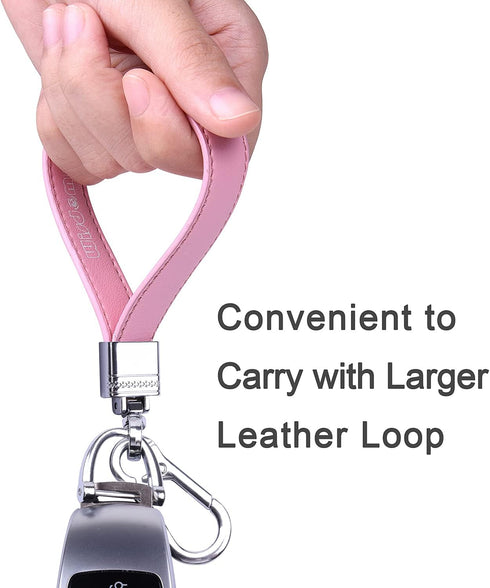 Wisdompro Genuine Leather Car Keychain, Universal Heavy Duty Leather Key FOB Keychain Key Chains Women for Car Keys, 360 Degree Rotation, with Ant...