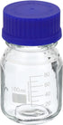 PATIKIL 100mL Reagent Media Bottle, 1Pcs Round Graduated Glass Storage Bottle Blue Screw Cap for Chemistry Lab Universities Home, Clear...