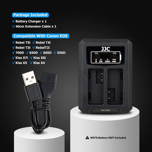 LP-E8 Battery Charger USB Dual Charger for Canon EOS Rebel T5i T4i T3i T2i 700D 650D 600D 550D Kiss X7i Kiss X6i Kiss X5 Kiss X4 Digital Camera...