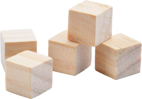 Wood Cubes,100pcs Square Blocks Unfinished Cubic Wooden for Math Counting Craft Childlike Game - 1.5CM...