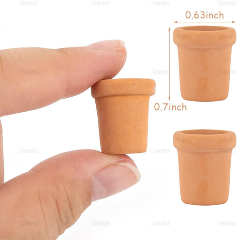 AUEAR, 8 Pack Fairy Garden Mini Clay Pots Ceramic Pottery Planter Cactus Flower Succulent Pot for 1:12 Scale...