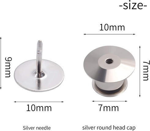 Aylifu Tie Tacks and Clutch Backs Set, 30 Pieces Tie Tacks Blank Pins (10 mm in Diameter) with 30 Pieces Locking Pin Backs Pin Keepers Locking Cla...