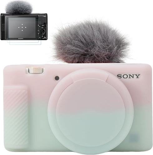 Pocoukate Camera Case for Sony ZV-1, ZV1 Camera Case Digital Camera Anti-Scratch Slim Fit Soft DSLR Camera Sleeve with Tempered Glass Protective S...