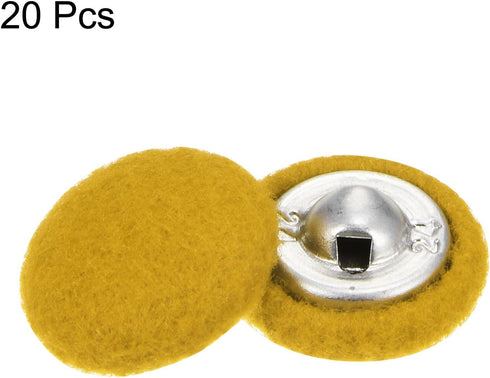 20pcs 24L Fabric Cloth Covered Button 15mm Round Holes Metal Shank Sewing Buttons for Suits Dress Blouses, Yellow...