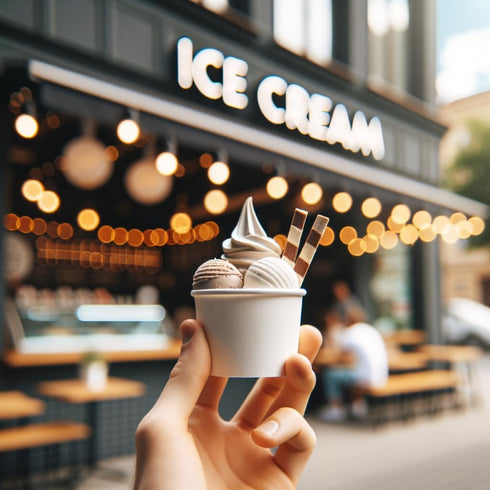 Paper Ice Cream Cups 4oz Small White Dessert Bowls Frozen Yogurt Cup White Dessert Bowls Frozen Dessert Supplies Pack of 50 count...