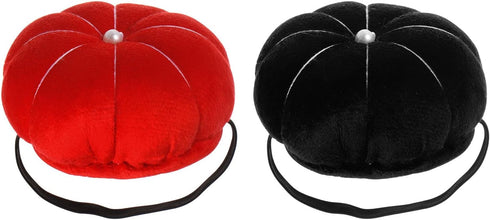 HARFINGTON 2pcs Velvet Wrist Pin Cushion Pumpkin Needle Sewing Pin Holder with Elastic Wrist Strap Fit All Wrist Sizes for Sewing Quilting Needlew...