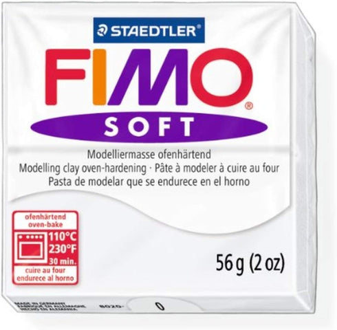 Staedtler Fimo Soft White (0) Oven Bake Modelling Clay Moulding Polymer Block Colour 56g (1 Pack)...