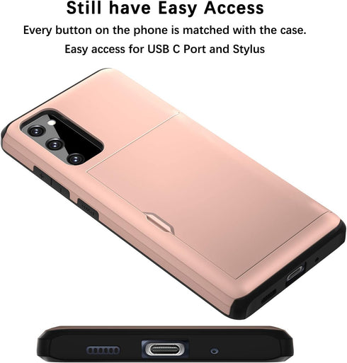 Jiunai for Samsung Galaxy S20 FE Case Card Holder Wallet for 2 Cards CC IDs Holder Sliding Back Pocket Protective Dual Layer Rubber Cover Phone Ca...