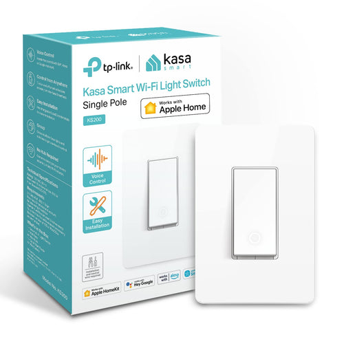 Kasa Apple HomeKit Smart Light Switch KS200, Single Pole, Neutral Wire Required, 2.4GHz Wi-Fi Light Switch Works with Siri, Alexa and Google Home,...