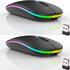 2 Pack Wireless Bluetooth Mouse,LED Dual Mode Rechargeable Silent Slim Laptop Mouse,Portable(BT5.2+USB Receiver) Dual Mode Computer Mice,for Lapto...
