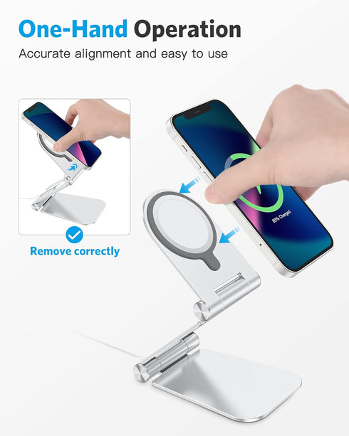 Stand for MagSafe Charger, OMOTON Foldable Phone Stand Holder for MagSafe Accessories, Not Include Charger or Cable, Compatible with iPhone 15/14/...