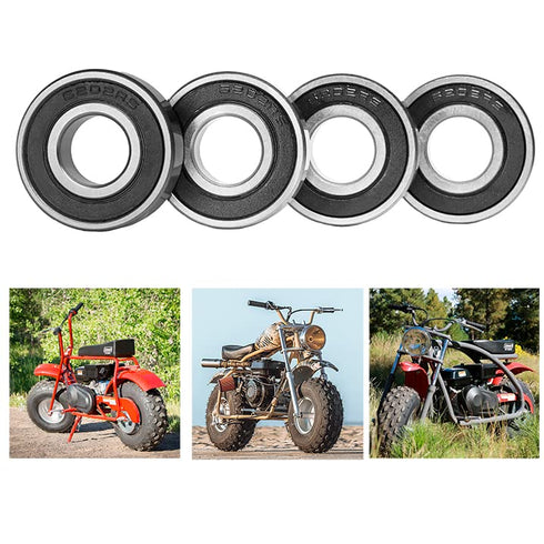 4 Racing Wheel Bearing w/Grease for Coleman BT200X CT200U Trail CT200UEX, Baja Warrior 196CC MB165 MB200 Mini Bike, Front & Rear Wheels Bearings R...