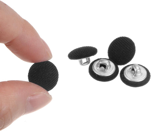 20pcs 20L Fabric Cloth Covered Button 12.5mm Round Metal Shank Sewing Buttons for Suits Dress Blouses, Black...