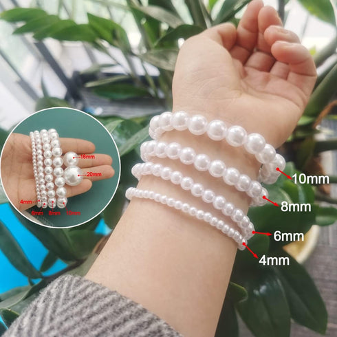 500pcs Pearl Beads Bulk,10mm White Faux Pearl Bead with Holes for Craft Plastic Bracelet Necklace Jewelry Making Decoration Bag Decor Keychain Pen...