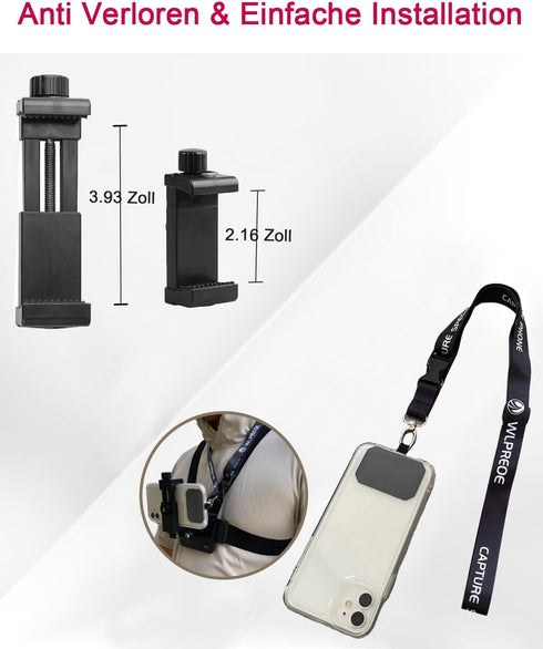 Phone Chest Mount Harness & Head Strap for All iPhones - Hands Free for POV/VLOG - Anti-slip & Water-resistant Accessories Kit for Immersive Filmi...