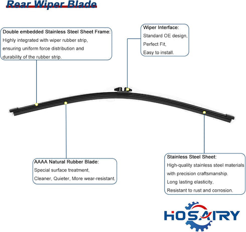 Rear Wiper Arm Blade Set for BMW X5 X5M E70 SUV 2007-2013 Rear Windshield Wiper Arm Blade Assembly 61627206357...