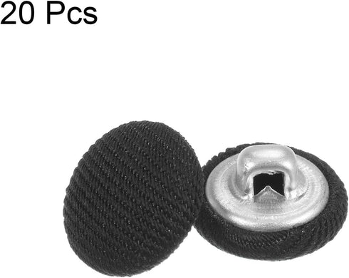 20pcs 20L Fabric Cloth Covered Button 12.5mm Round Metal Shank Sewing Buttons for Suits Dress Blouses, Black...