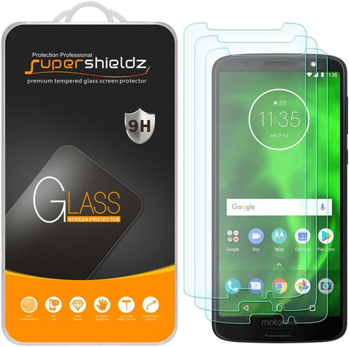 Supershieldz (3 Pack) Designed for Motorola Moto G6 Tempered Glass Screen Protector, 0.33mm, Anti Scratch, Bubble Free...