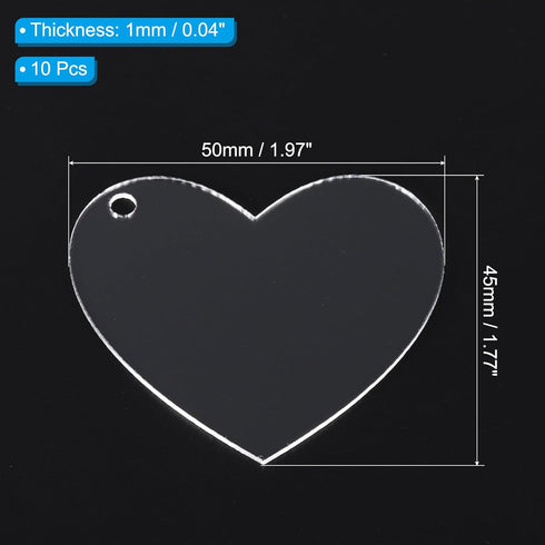 PATIKIL Acrylic Hearts Discs, 10 Pack Plastic Clear Blank Christmas Tree Ornament Keychain Transparent Pendant Hanging Decoration for Custom DIY 5...