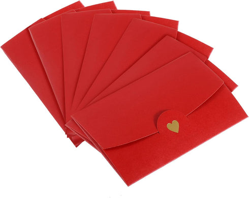PATIKIL Mini Envelopes, 12 Pack Small Gift Card Holders Retro Gold Heart Business Invitation Envelopes for Wedding Birthday, Red...