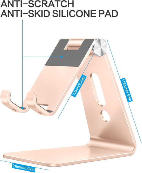 OMOTON Adjustable Cell Phone Stand, C2 Aluminum Desktop Phone Dock Holder Compatible with iPhone 15 14 13 Pro, SE, XR, 8 Plus 7 6, Samsung Galaxy,...