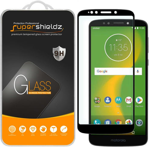 Supershieldz (2 Pack) Designed for Motorola (Moto E5 Plus) Tempered Glass Screen Protector, (Full Screen Coverage) Anti Scratch, Bubble Free (Blac...