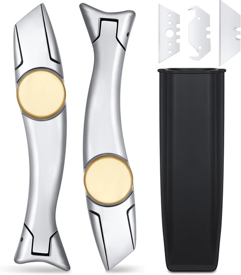 2 Sets Heavy Duty Shark Knife with 3 Pcs Utility Knife Blades Replacement Roofing Tools Carpet Knife Blade Cutter for Indoor Outdoor...