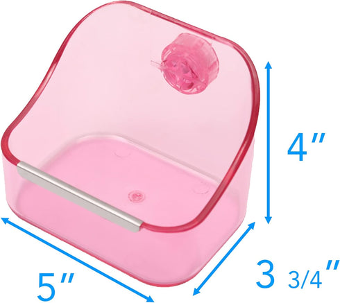 (2 Pack) 5" x 3 3/4" x 4" CalPalmy Pink Food and Water Bowl for Rabbit, Chinchilla, Guinea Pig - The Best Tip-Proof, Clip-On Food Dishes for Rabbi...