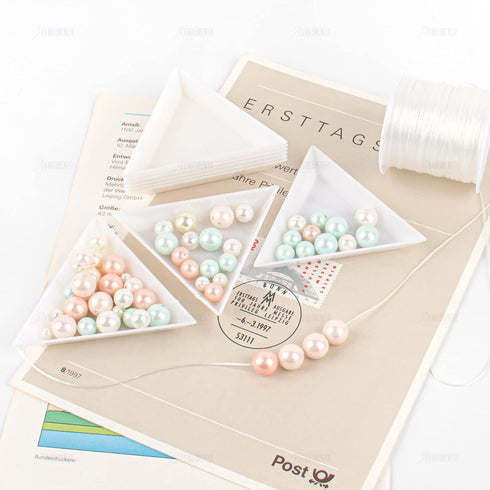 AUEAR, Bead Sorting Trays Plastic Nail Art Plates for DIY Craft Jewelry Project (White, 30 Pack Triangle)...